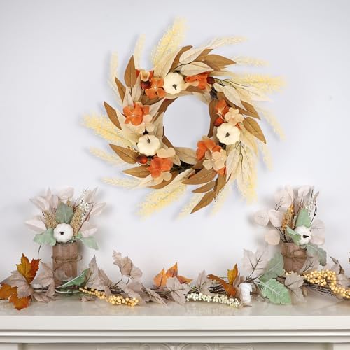 Winemana Fall Wreath for Front Door Thanksgiving Decor