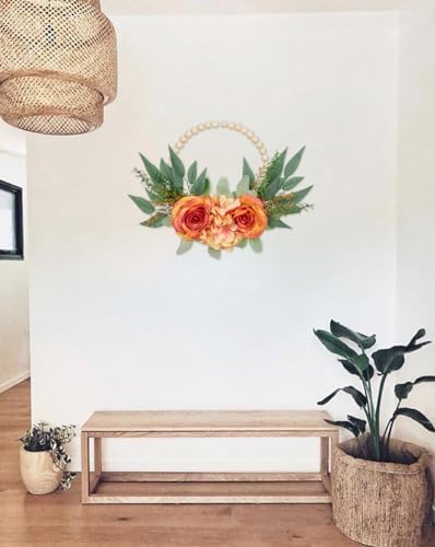DILATATA Spring Wreaths Front Door Decor 2 Pack Orange