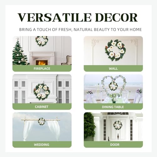 All Seasons Wreath for Front Door with Silk Cream Magnolia