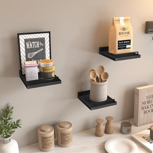 Small Floating Shelf 6x6 Inches Set of 3 Black