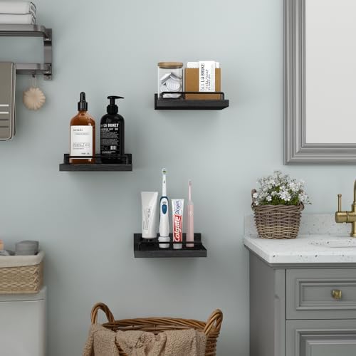 Small Floating Shelf 6x6 Inches Set of 3 Black