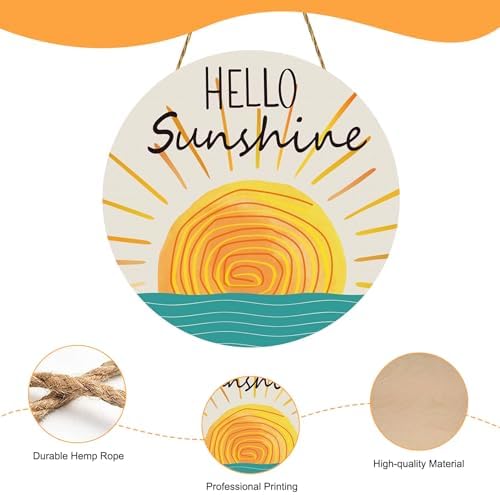 Summer Door Wreath 12x12 Wood Hello Sunshine Decor