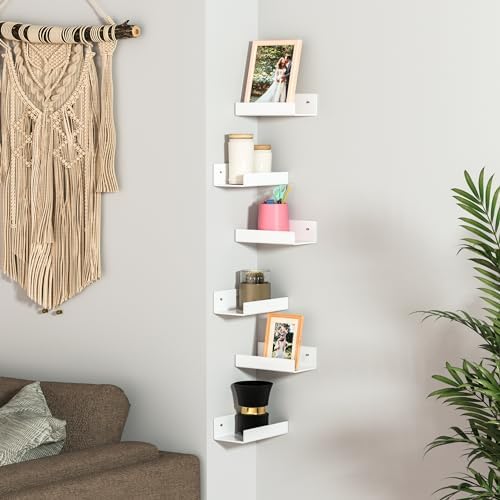 7 Inches White Acrylic Wall Display Shelves 2 Pack U Shape