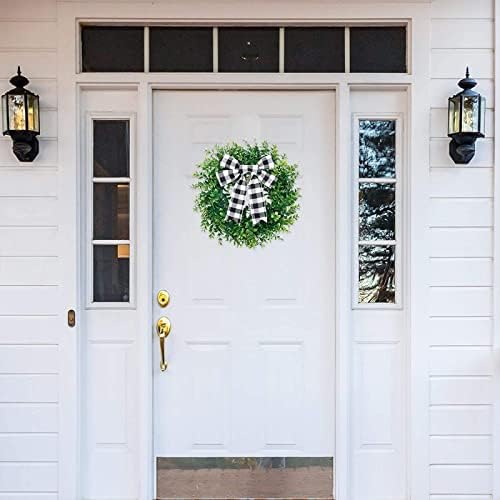 Belupai 157in Black White Plaid Bow Garland Wreath