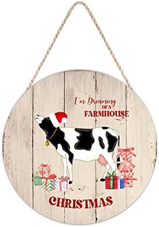 Farmhouse Door Hanger with Farm Animal Design 10x10in Wood Sign