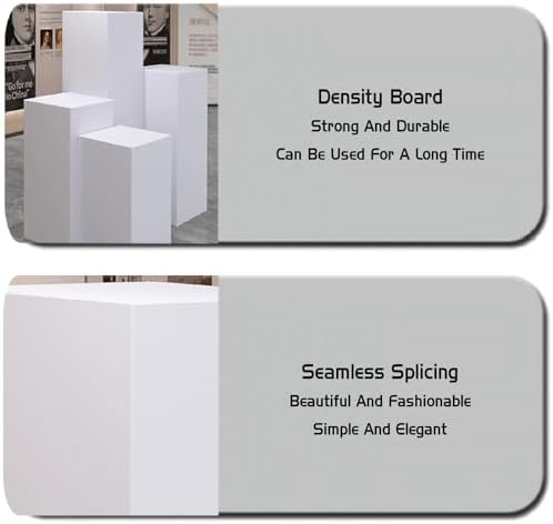 Round Risers Model Display Stand - 40x80cm 440 Lbs Capacity White Square Pedestal for Retail and Events