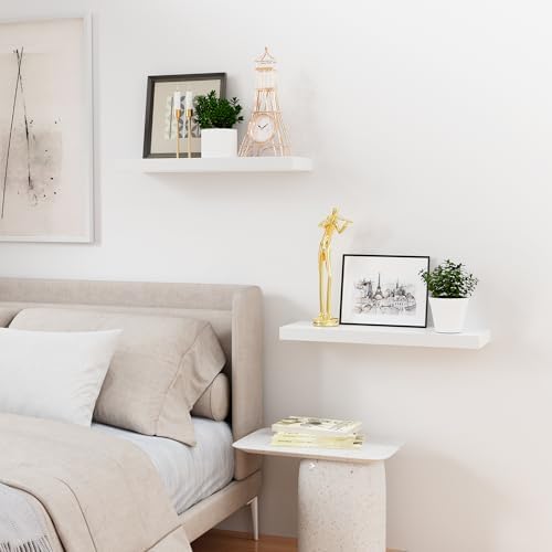 Bellsal Floating Shelves for Wall Set of 2 White Engineered Wood