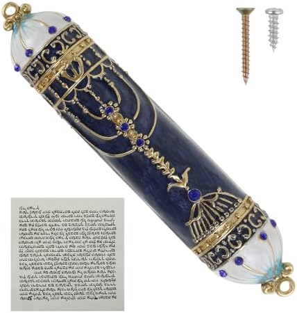 Hand Painted Mezuzah with Faux Crystal Design
