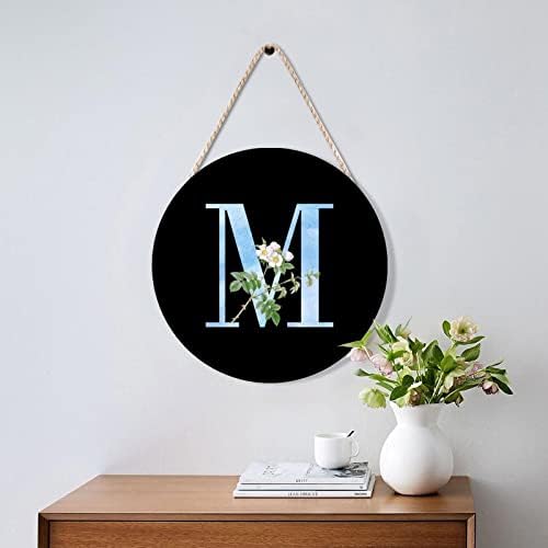 Farmhouse Door Hanger with Blue Marble and White Flower Design