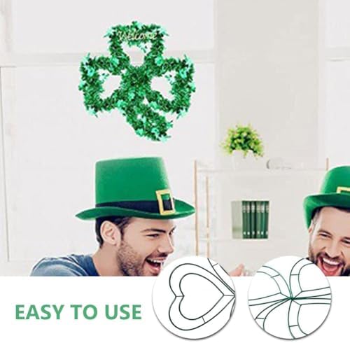 St Patrick Day Shamrock Wreath Frame 2pcs Iron DIY Hoop for Wall and Door Decoration