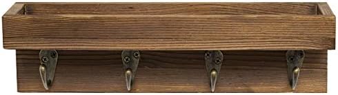 MyGift 10 Inch Floating Wall Shelf with Hooks