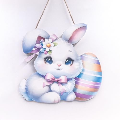 Wooden Bunny Wreath Door Dcor Multi-Seasonal Welcome Accessory