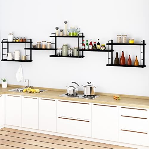 MXCSE Floating Shelves 5pcs Black Wall Mount