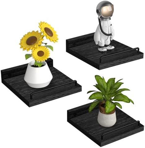 Small Floating Shelf 6x6 Inches Set of 3 Black