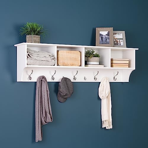 Prepac 60 Inch White Floating Coat Rack