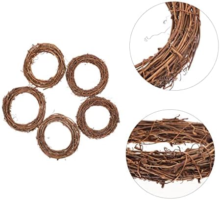 Sosoport 5Pcs Rattan Wreath Rings for Christmas and Holiday Decor