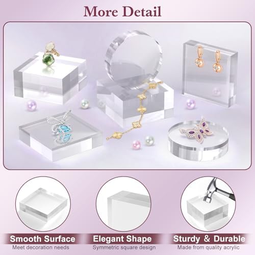 4 Piece Acrylic Display Stand Set Clear Cube Riser for Jewelry and Collectibles