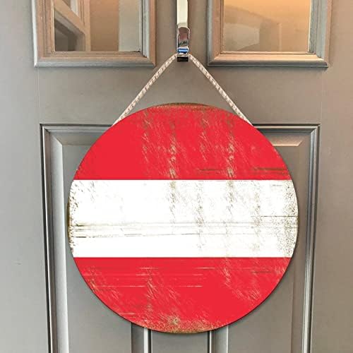 Farmhouse Front Door Hanger with Austria Flag Wood Sign