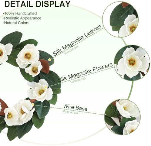All Seasons Wreath for Front Door with Silk Cream Magnolia
