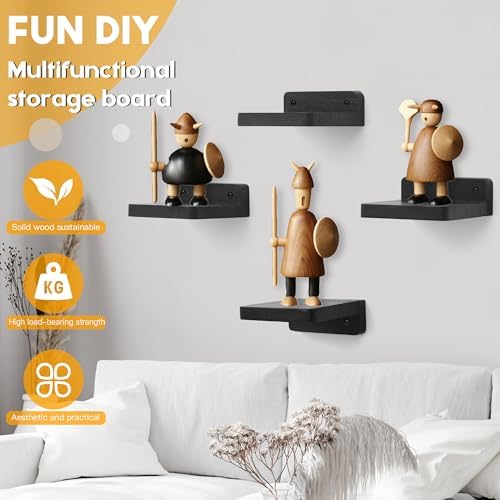 Small Floating Shelf 4x4 Inch Wood Shelf for Wall Display