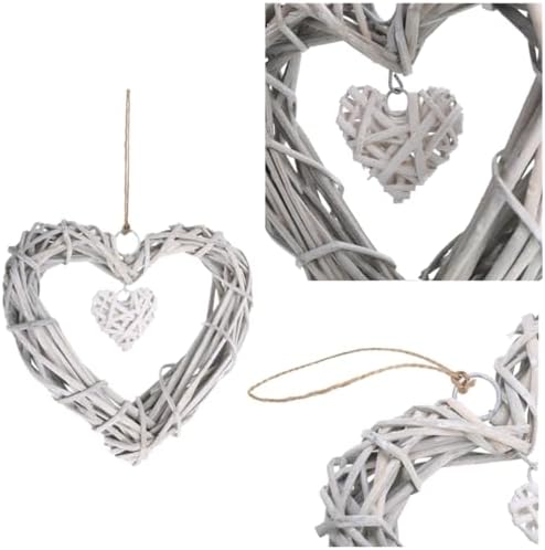 8 Inch Heart Shaped Wicker Wreath Wall Hanging