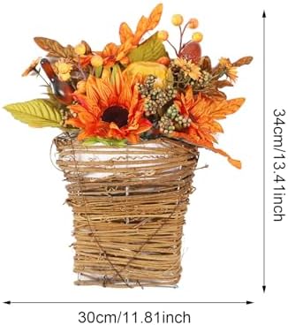 Thanksgiving Door Wreath with Sunflowers Pumpkins and Berries
