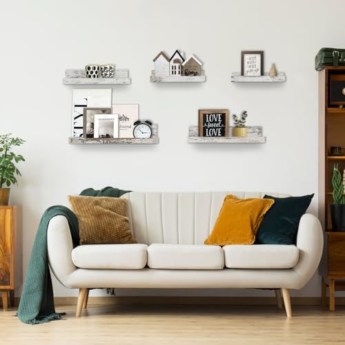 Walasis Rustic White Wall Mounted Floating Shelves