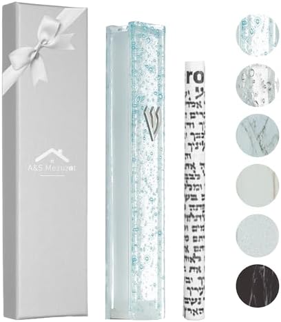 Modern Glass Mezuzah Case with Non-Kosher Scroll