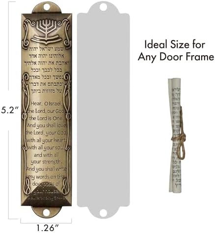 Durable Mezuzah Set of 5 Gold Metal Scrolls for Door