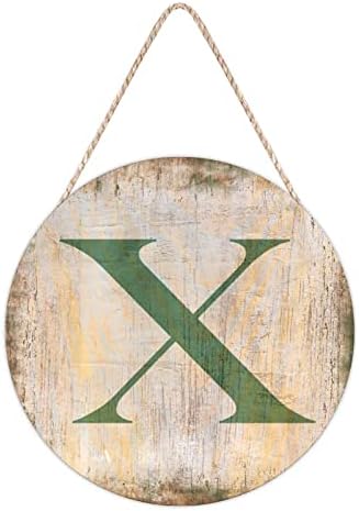 Farmhouse Door Hanger Vintage Distressed Wood with X Letter Sign 10x10in