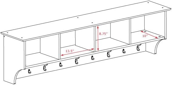 Prepac 60 Inch White Floating Coat Rack