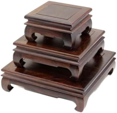 GOLDYWENDY Vintage Square Rosewood Base Tall Display Vase