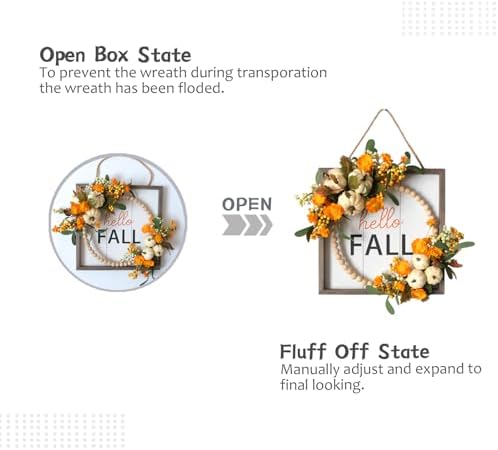 Tempus Fall Wreath for Front Door 12 Inch Decor