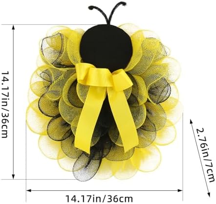 14 Inch Bees Welcome Wreath Spring Door Decor