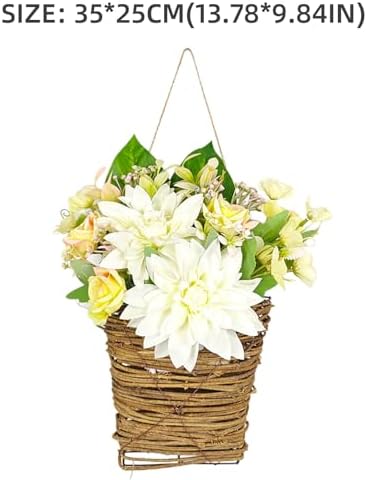 Cream Hydrangea Door Wreath Basket 2024 Wildflowers Front Door Decor