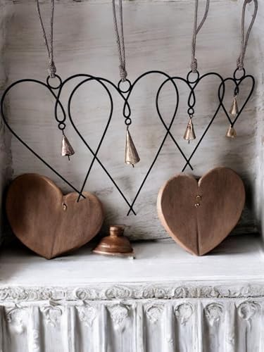 Mango Gifts Set of 4 Metal Heart Wall Art with Bells