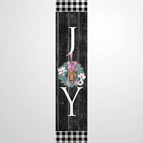Joy Winter Door Hanger Wreath Wooden Plaque Sign Decorative Wood Sign for Living Room Bedroom