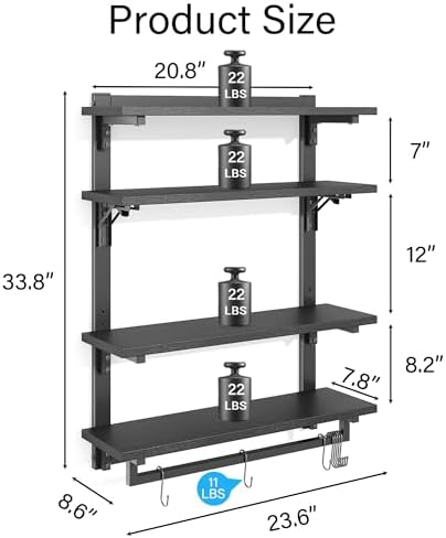 Spacesea Foldable Gaming Floating Shelf with LED Light and Hooks