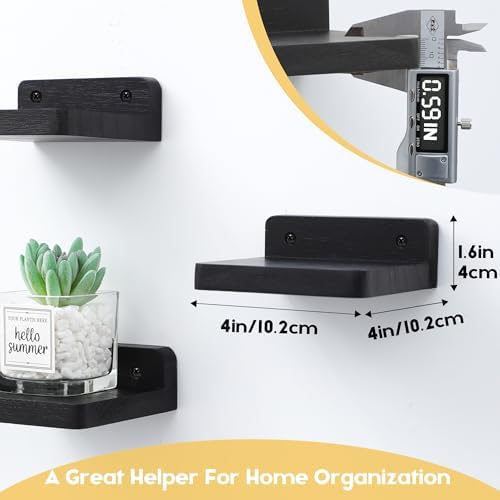 Small Floating Shelf 4x4 Inch Wood Shelf for Wall Display