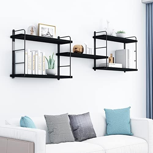 MXCSE Floating Shelves 5pcs Black Wall Mount