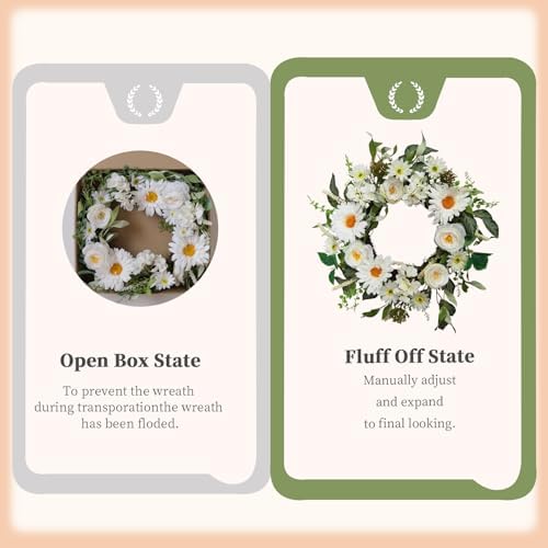 18 Inch Spring Summer Artificial Flower Wreath for Front Door