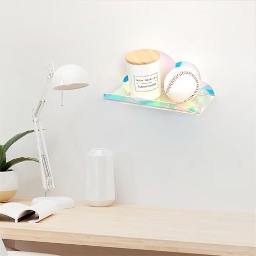 Lesnala 2Pcs Cloud Floating Shelf Acrylic Wall Mount with Stickers and Screws