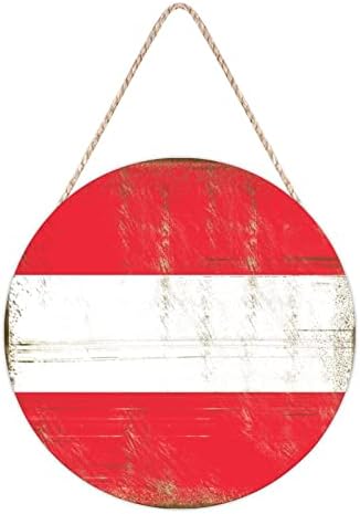 Farmhouse Front Door Hanger with Austria Flag Wood Sign
