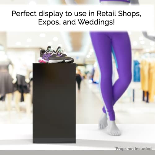 Black Acrylic Tall Display Pedestal 24 Inch 5 Sided Showcase Stand