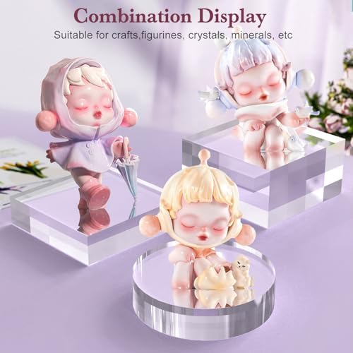 4 Piece Acrylic Display Stand Set Clear Cube Riser for Jewelry and Collectibles