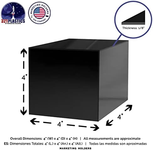 4 Pack Acrylic Display Riser Boxes with One Open Side