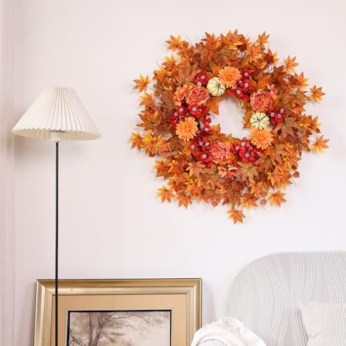 26 Fall Wreath for Front Door - Decorative Artificial Autumn Decor