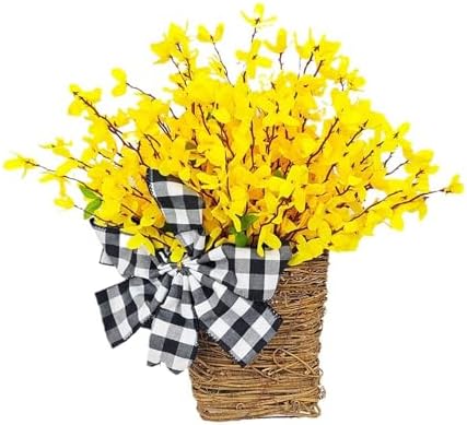 Artificial Spring Door Wreath with Rattan Frame