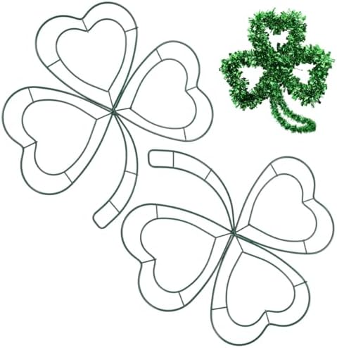St Patrick Day Shamrock Wreath Frame 2pcs Iron DIY Hoop for Wall and Door Decoration