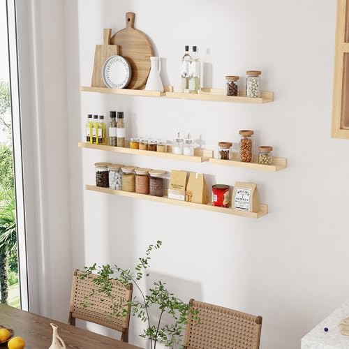 Vivelove Picture Ledge Shelf Set of 2 Natural 16 Inch Floating Shelves